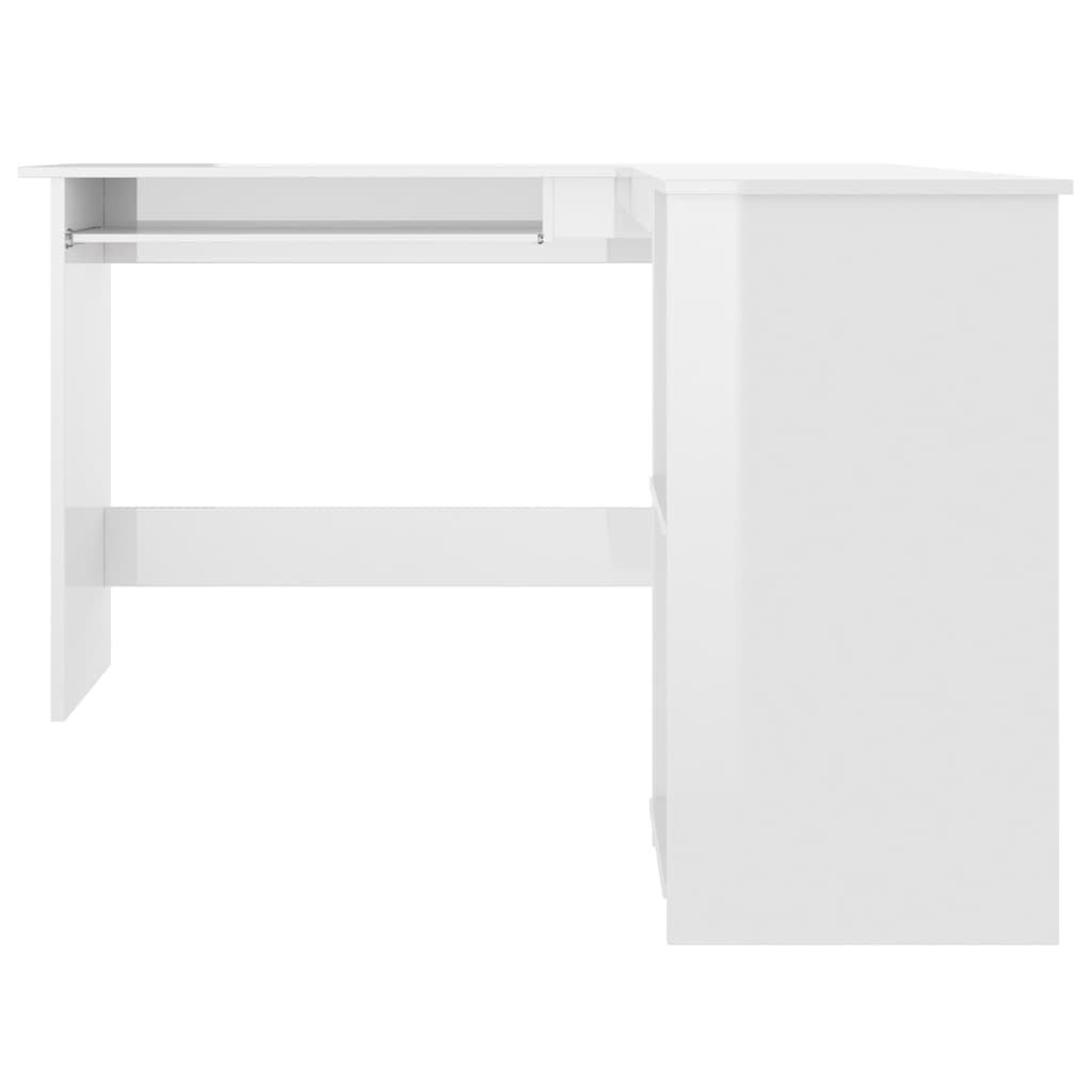 Bureau d'angle en forme de L blanc brillant 120x140x75 cm