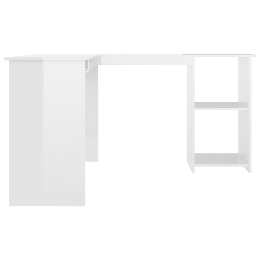 Bureau d'angle en forme de L blanc brillant 120x140x75 cm