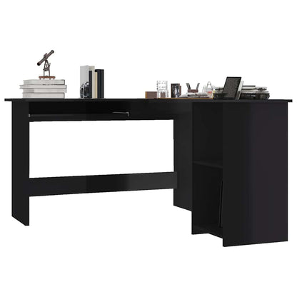 Eckschreibtisch in L-Form Hochglanz-Schwarz 120×140×75 cm