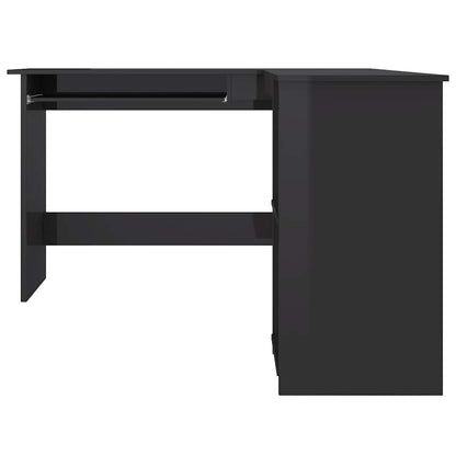 Eckschreibtisch in L-Form Hochglanz-Schwarz 120×140×75 cm