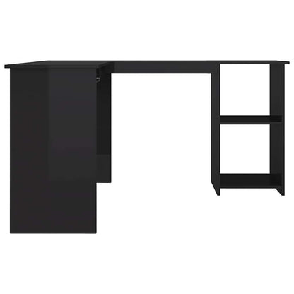 Eckschreibtisch in L-Form Hochglanz-Schwarz 120×140×75 cm