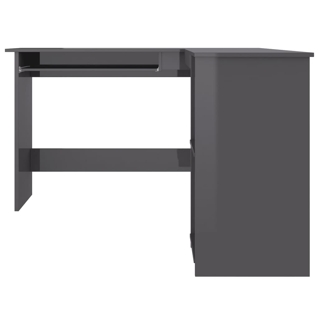 Eckschreibtisch in L-Form Hochglanz-Grau 120×140×75 cm