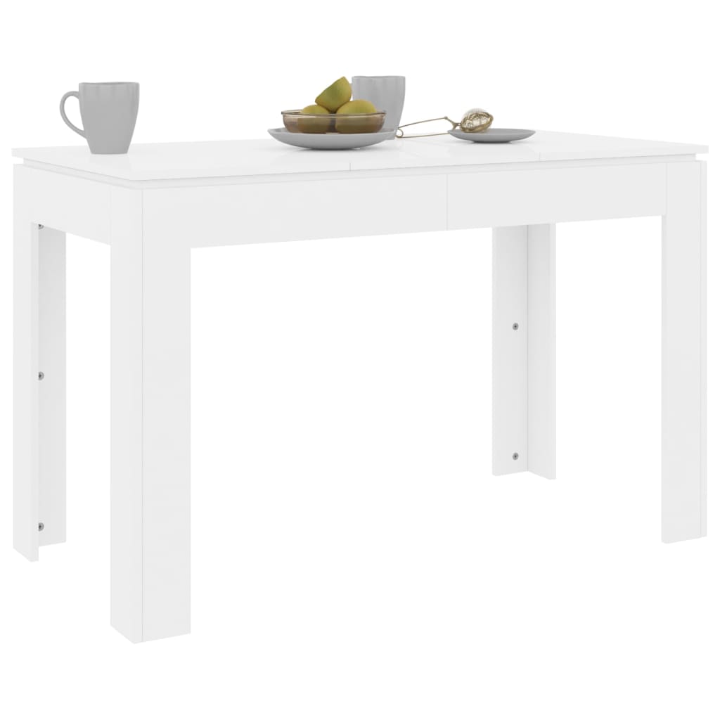 Table à manger blanc brillant 120x60x76 cm en bois