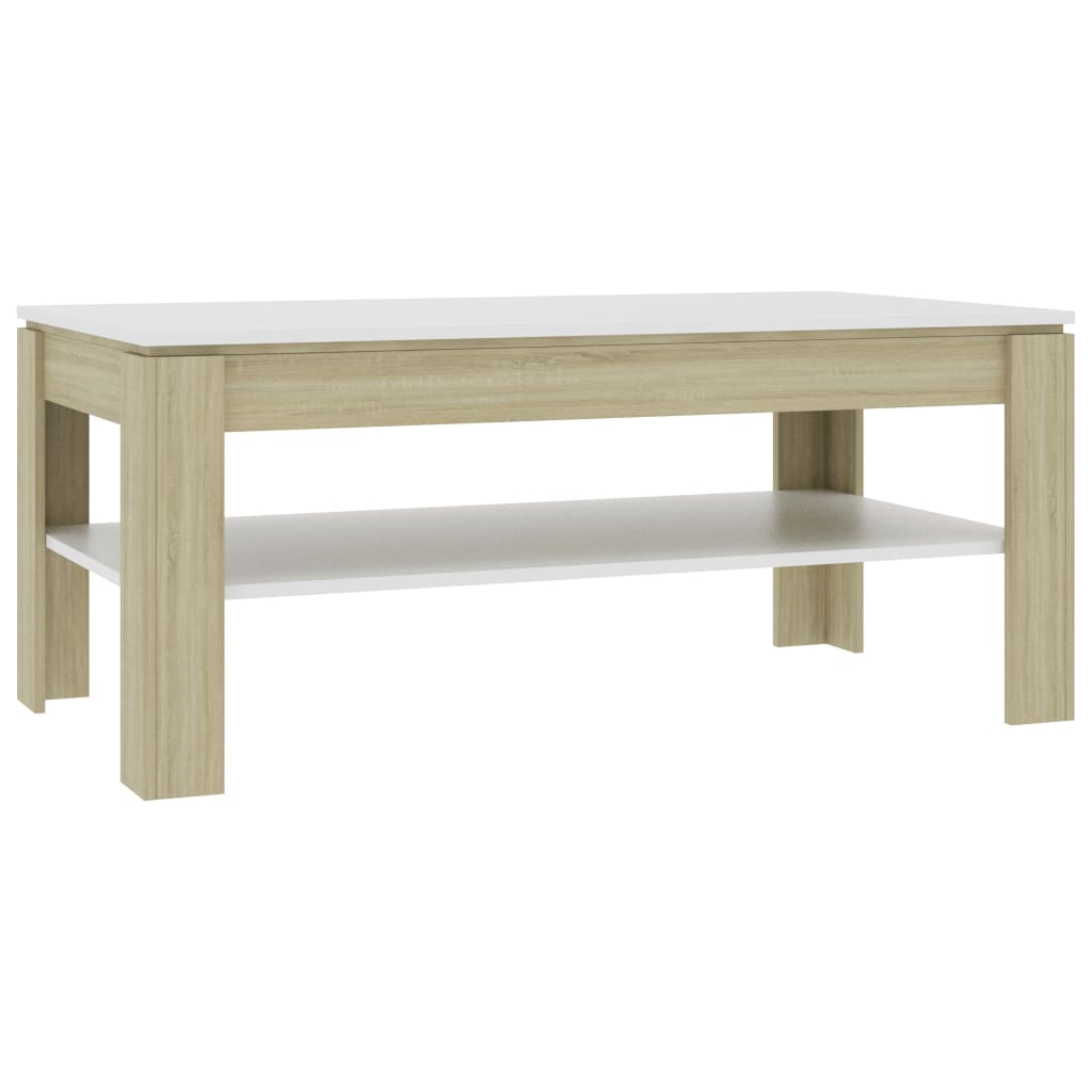 Couchtisch Weiß und Sonoma-Eiche 110x60x47 cm Holzwerkstoff