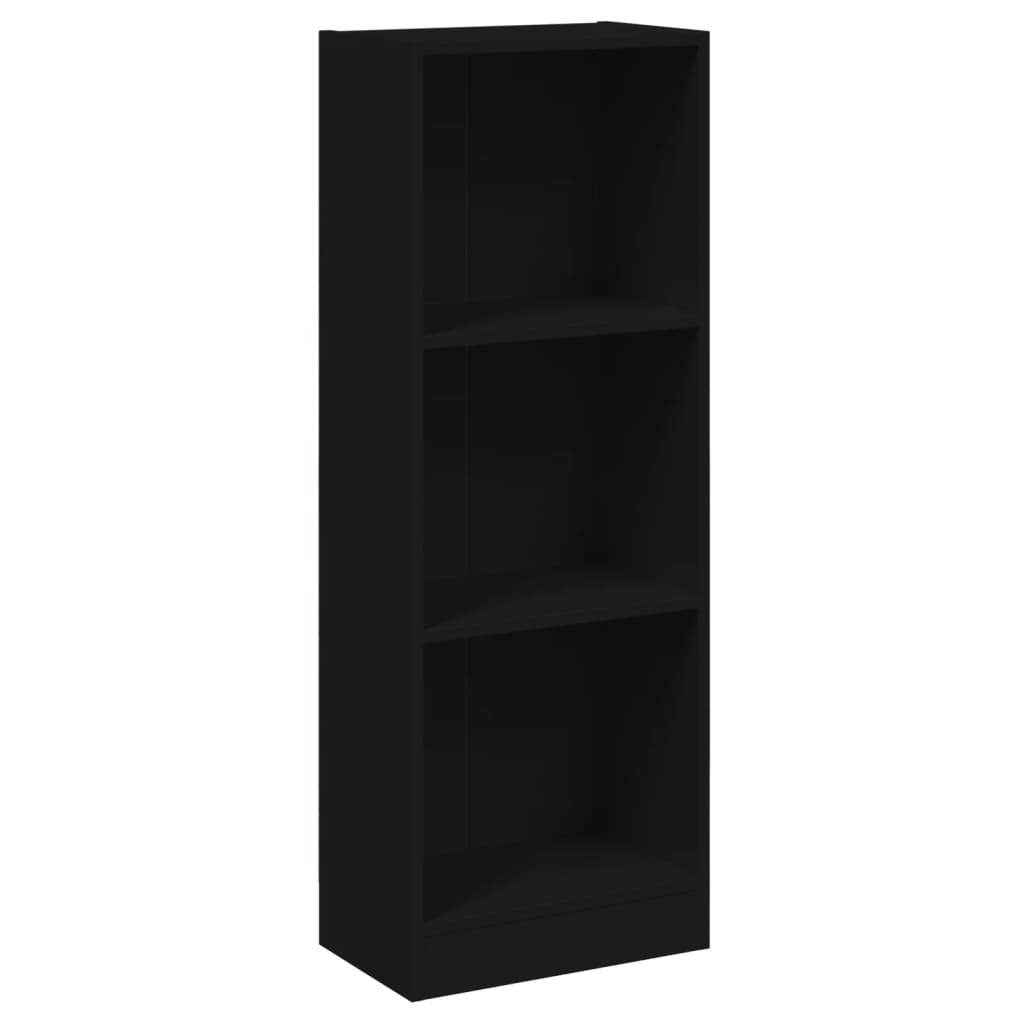 Bibliothèque 3 compartiments noir 40x24x109 cm en bois