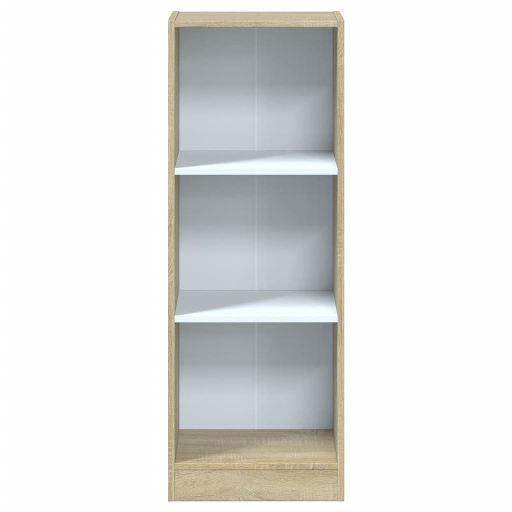 Bibliothèque 3 compartiments blanc et Sonoma 40x24x109 cm matière bois