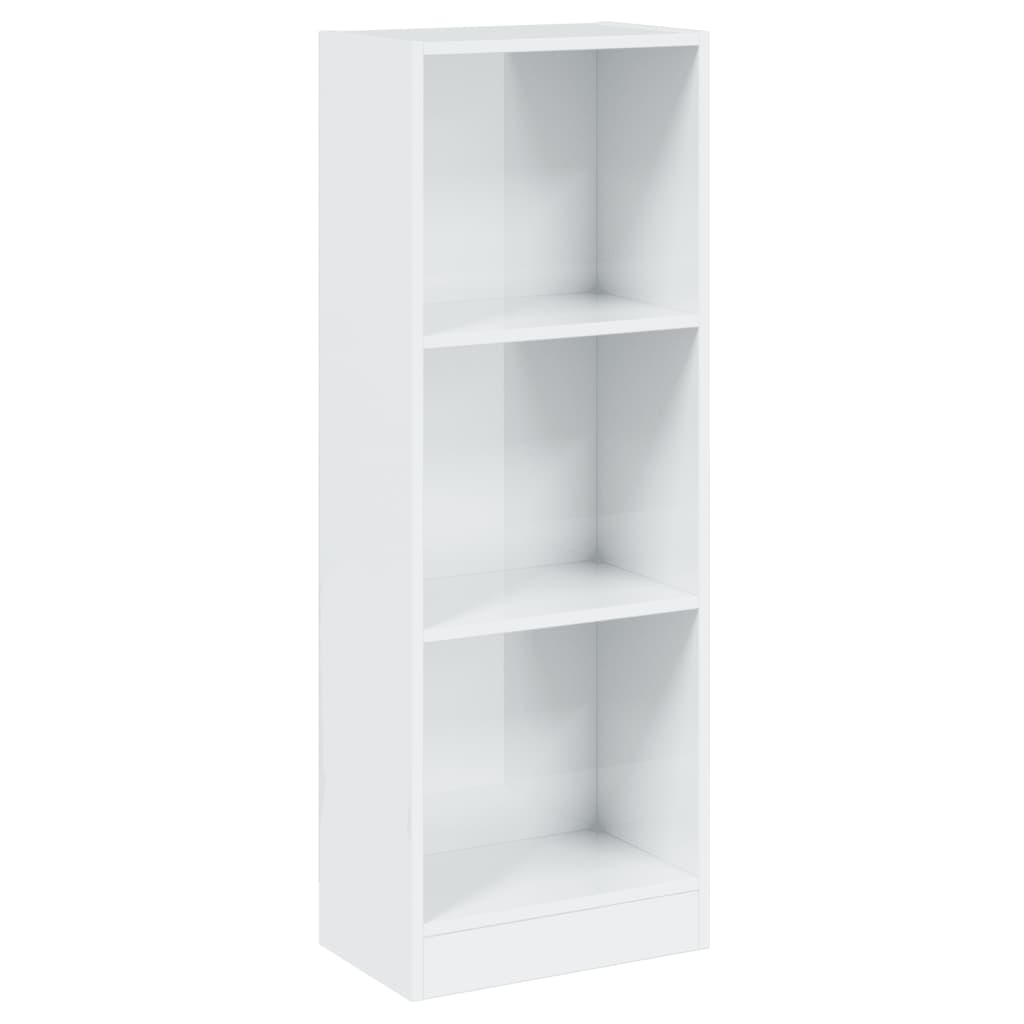 Bibliothèque 3 compartiments blanc brillant 40x24x109 cm en bois