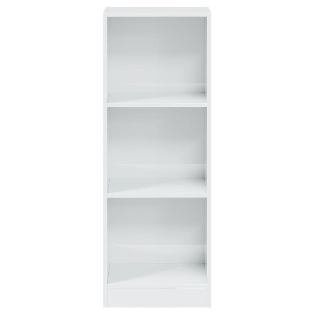 Bibliothèque 3 compartiments blanc brillant 40x24x109 cm en bois