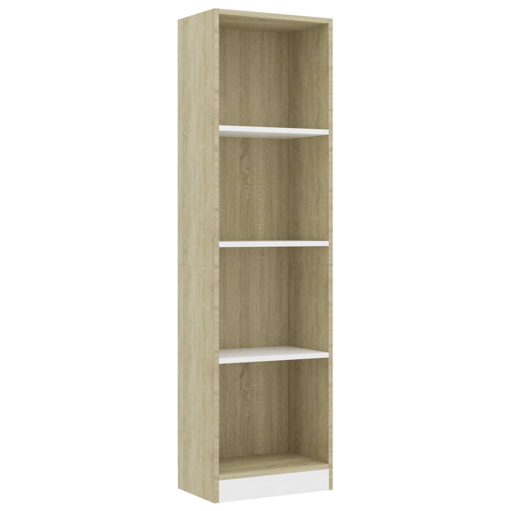 Bibliothèque 4 compartiments chêne Sonoma blanc 40x24x142 matière bois