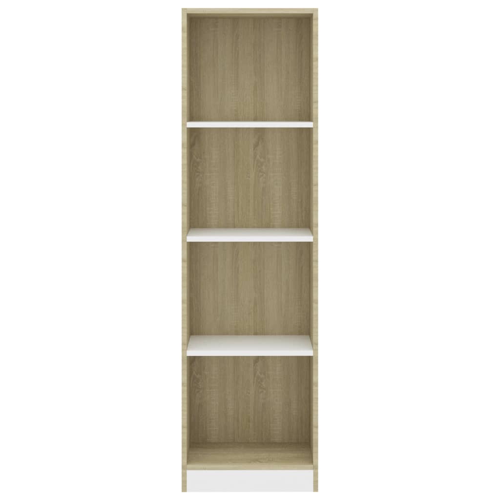 Bücherregal 4 Fächer Weiß Sonoma-Eiche 40x24x142 Holzwerkstoff