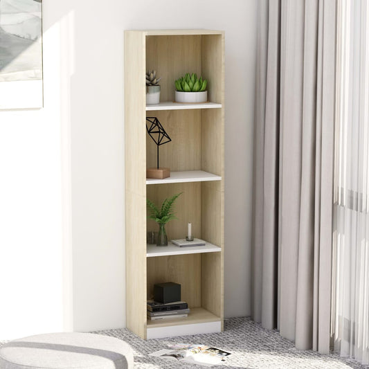 Bibliothèque 4 compartiments chêne Sonoma blanc 40x24x142 matière bois