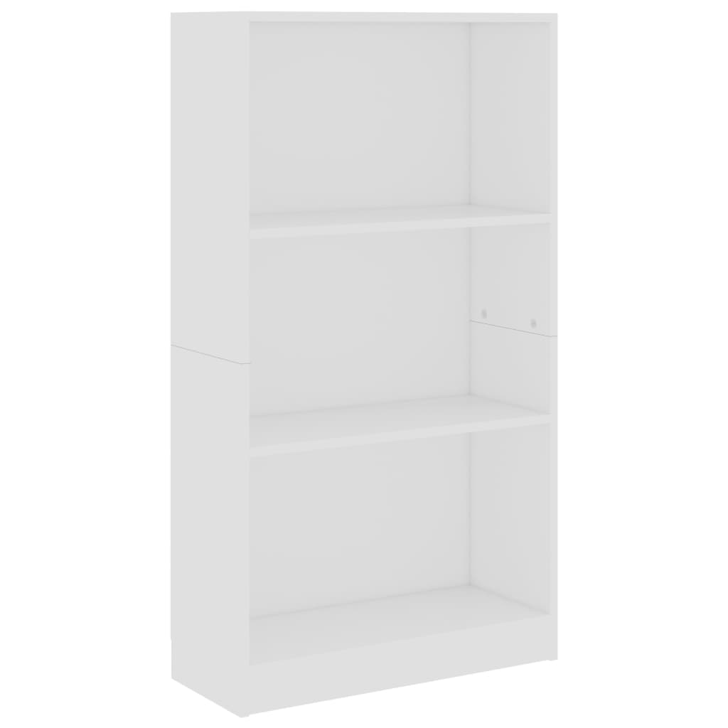 Bibliothèque 3 compartiments blanc 60x24x109 cm en bois