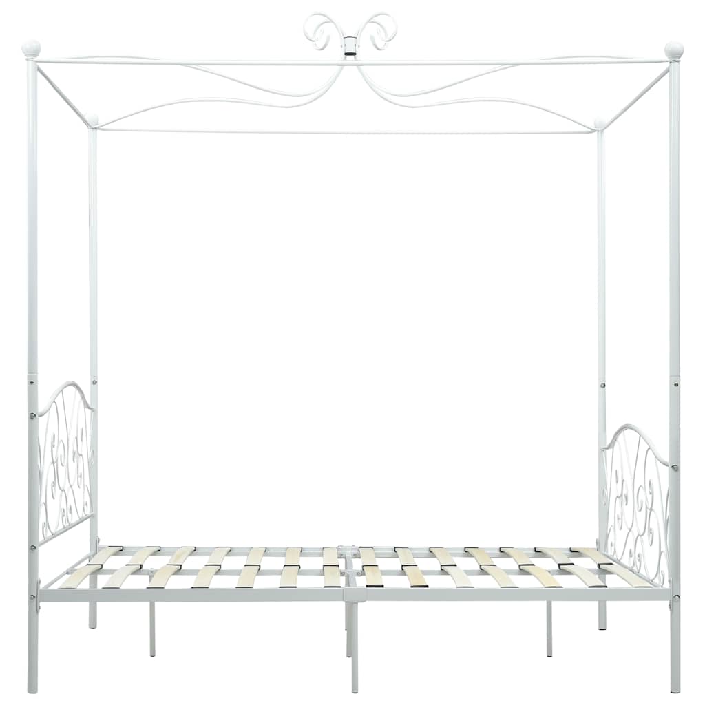 Himmelbett-Gestell Weiß Metall 140 x 200 cm