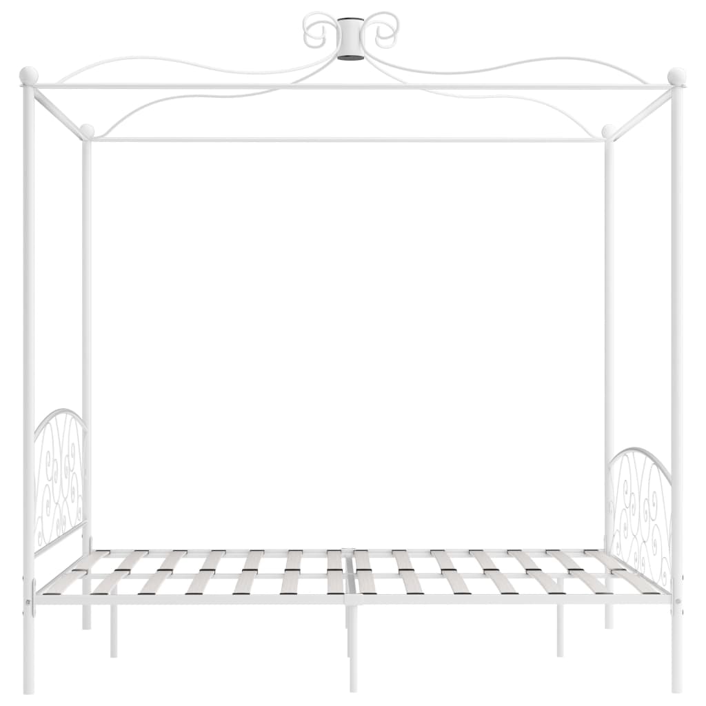 Himmelbett-Gestell Weiß Metall 160 x 200 cm