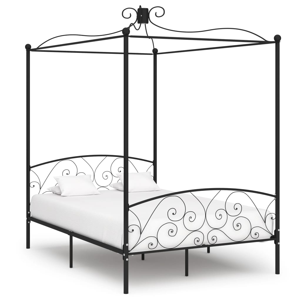 Himmelbett-Gestell Schwarz Metall 120 x 200 cm