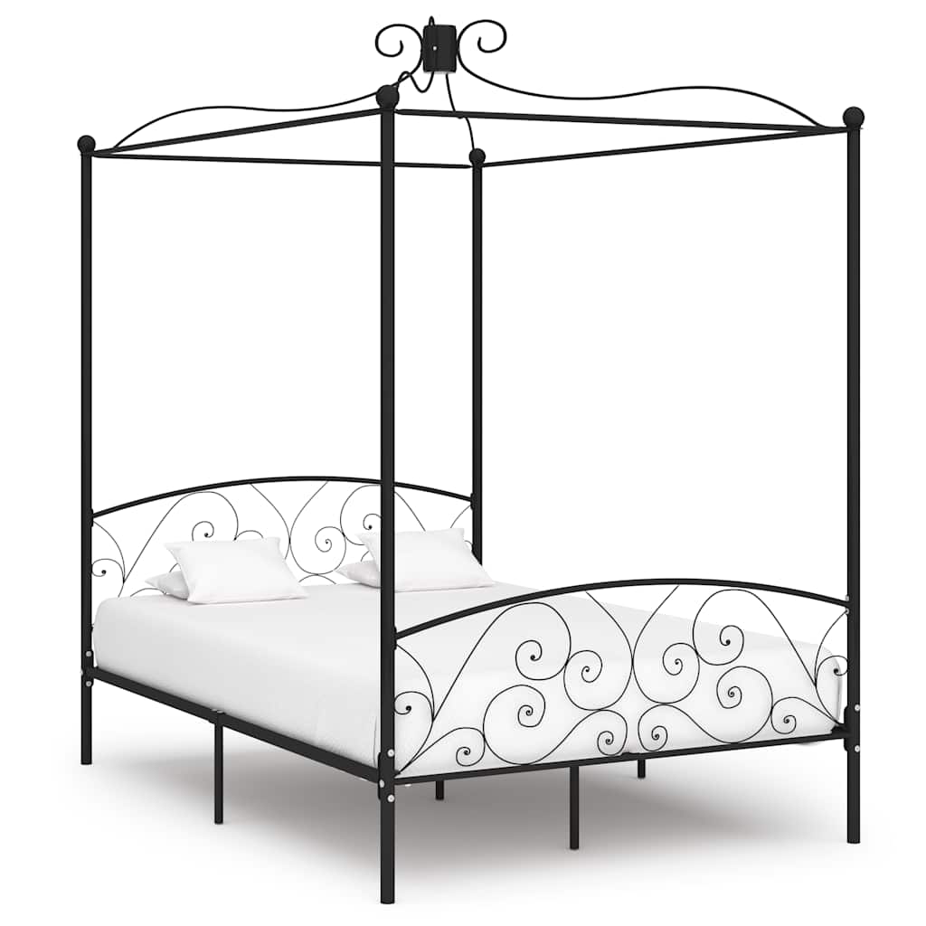 Himmelbett-Gestell Schwarz Metall 120 x 200 cm