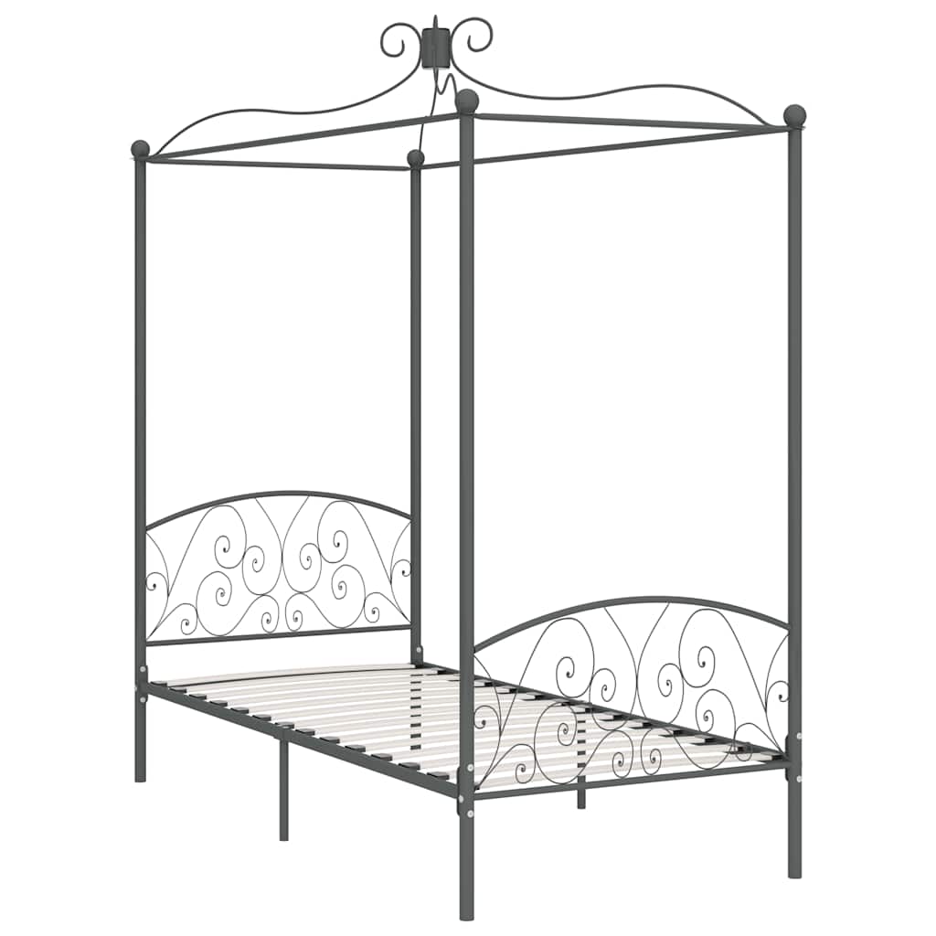 Himmelbett-Gestell Grau Metall 90 x 200 cm
