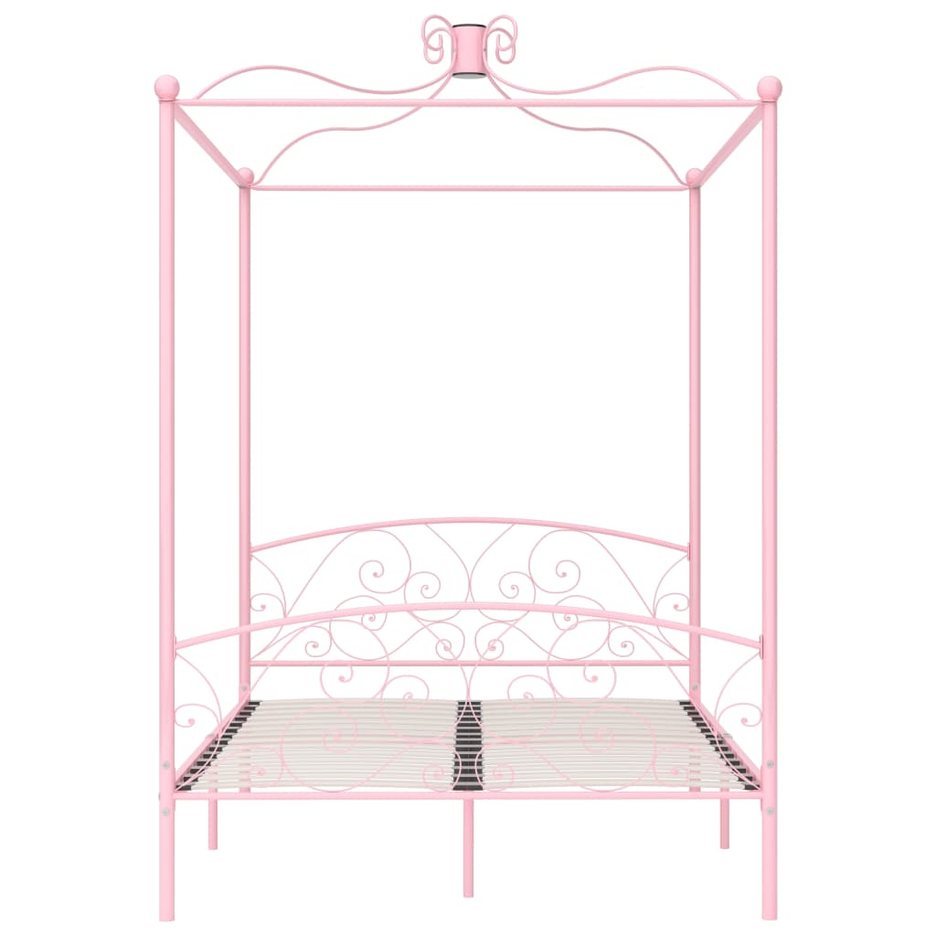 Himmelbett-Gestell Rosa Metall 140 x 200 cm