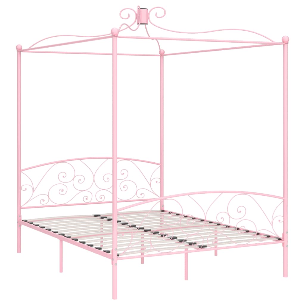 Himmelbett-Gestell Rosa Metall 160 x 200 cm