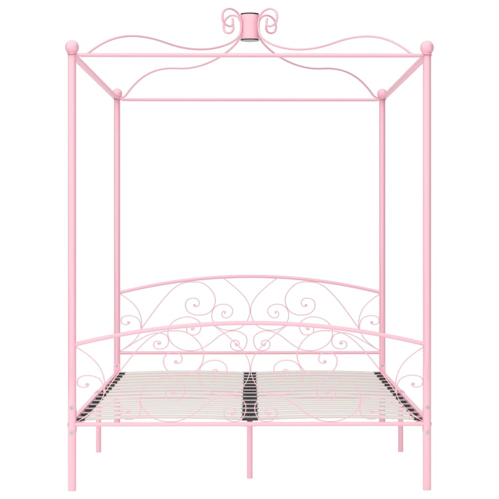Himmelbett-Gestell Rosa Metall 160 x 200 cm