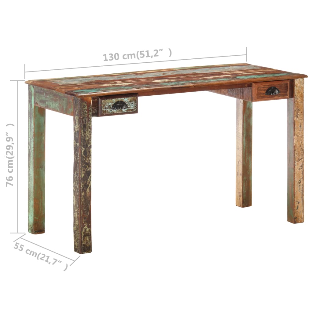Schreibtisch 130x55x76 cm Altholz Massiv