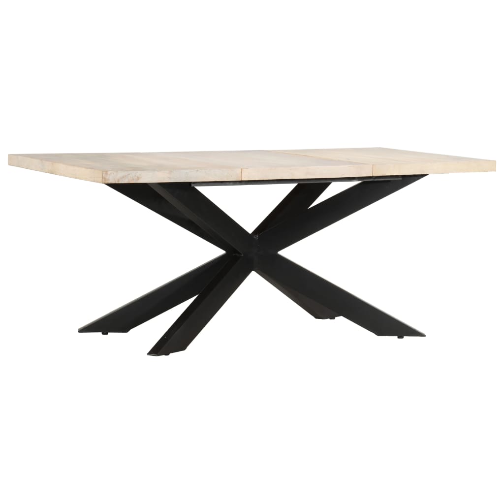 Table à manger 180 x 90 x 76 cm en bois de manguier massif blanchi