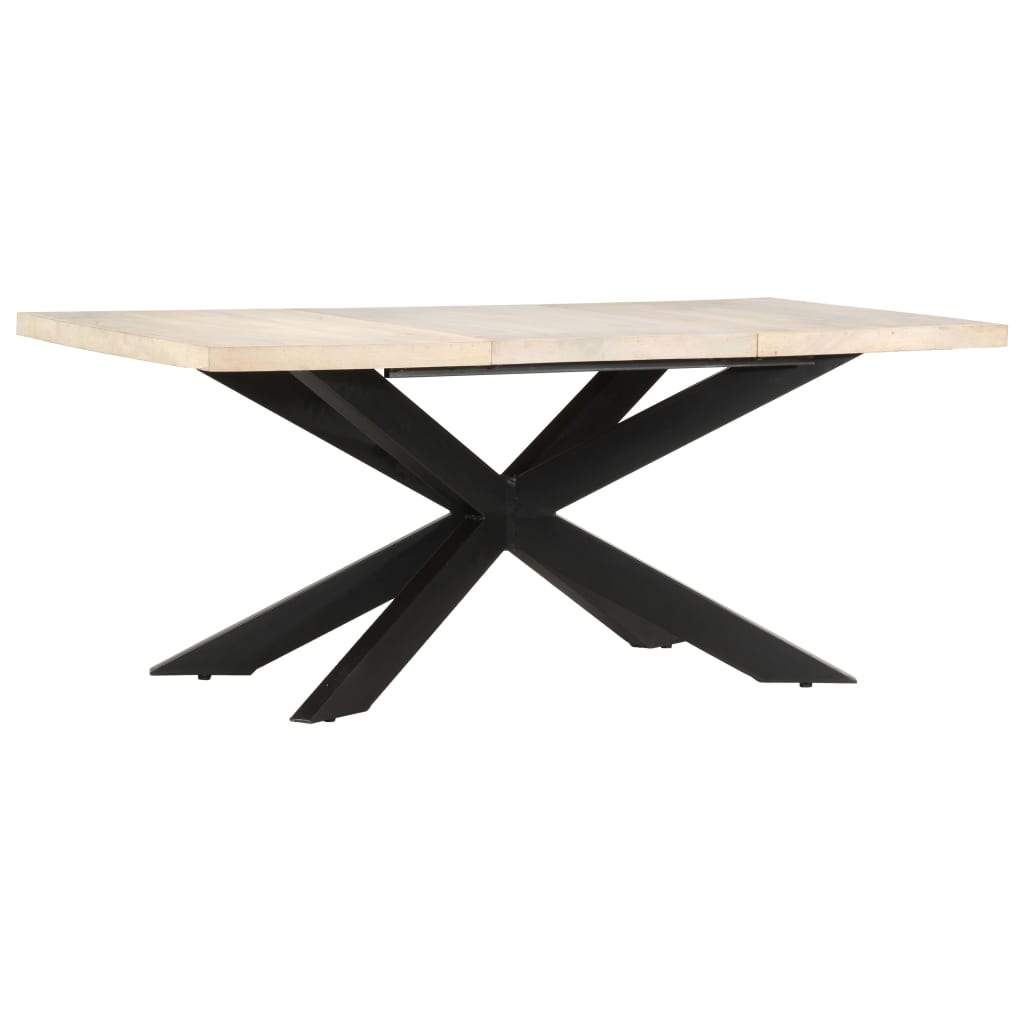 Table à manger 180 x 90 x 76 cm en bois de manguier massif blanchi