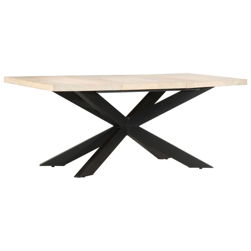 Table à manger 180 x 90 x 76 cm en bois de manguier massif blanchi