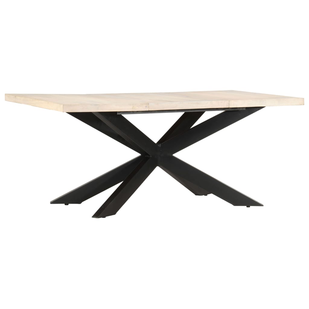Table à manger 180 x 90 x 76 cm en bois de manguier massif blanchi