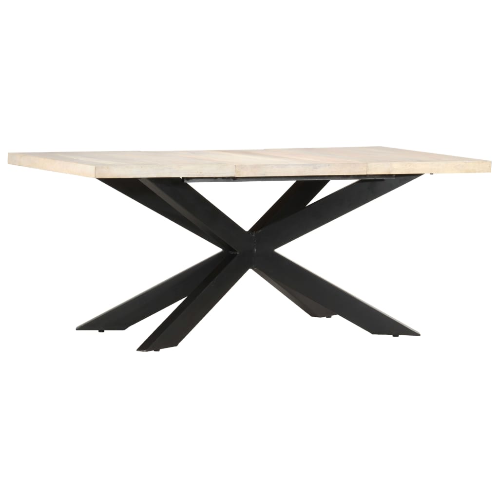 Table à manger 180 x 90 x 76 cm en bois de manguier massif blanchi