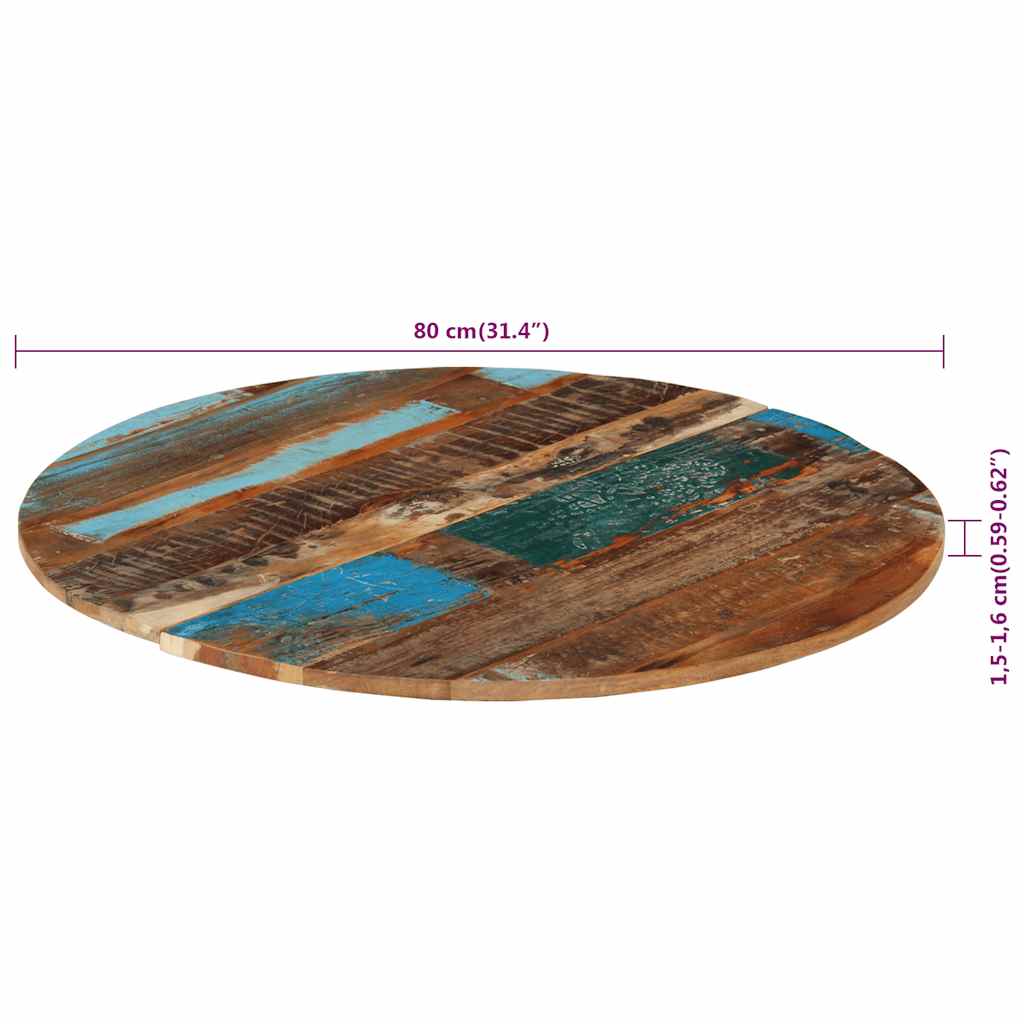 Tischplatte Rund 80 cm 15-16 mm Altholz Massiv