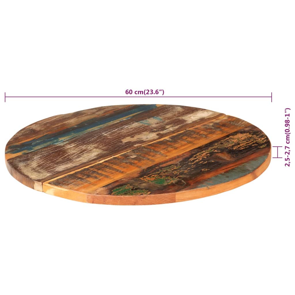 Tischplatte Rund 60 cm 25-27 mm Altholz Massiv