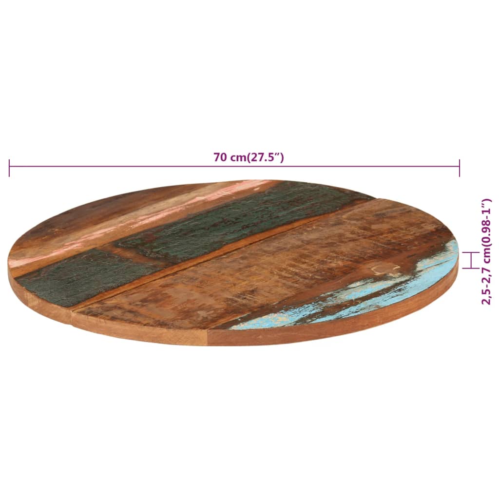 Tischplatte Rund 70 cm 25-27 mm Altholz Massiv