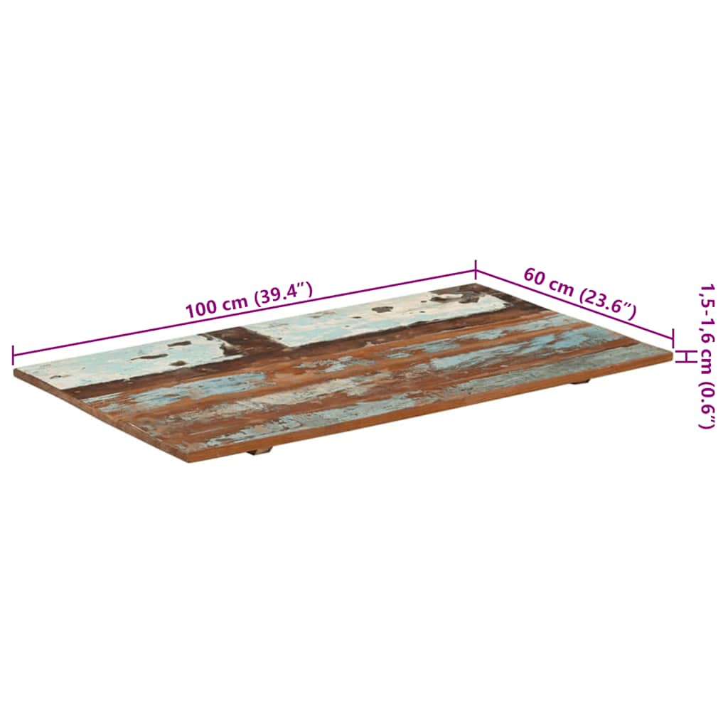 Tischplatte Rechteckig 60x100 cm 15-16 mm Altholz Massiv