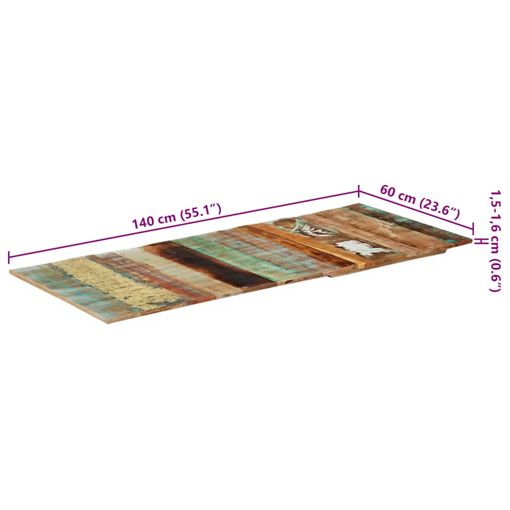 Tischplatte Rechteckig 60x140 cm 15-16mm Altholz Massiv