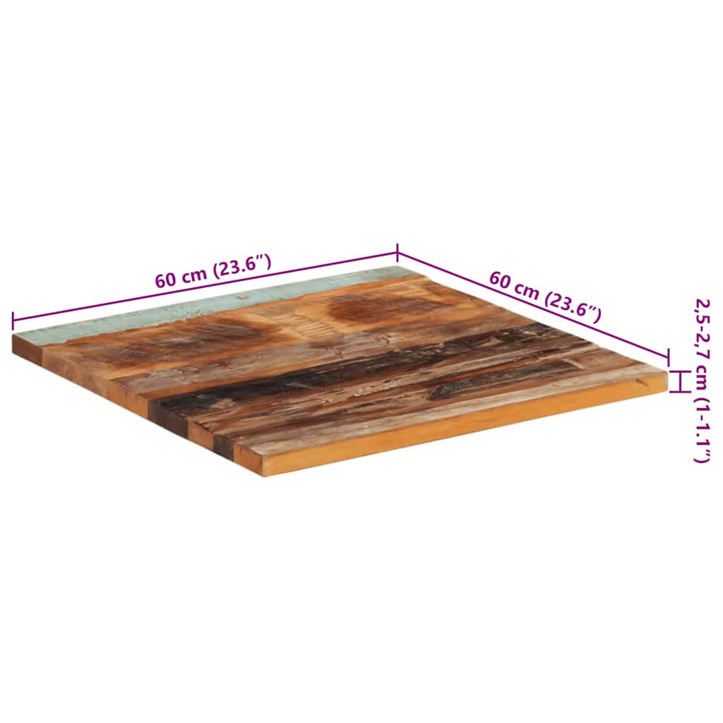 Tischplatte Quadratisch 60x60 cm 25-27 mm Altholz Massiv