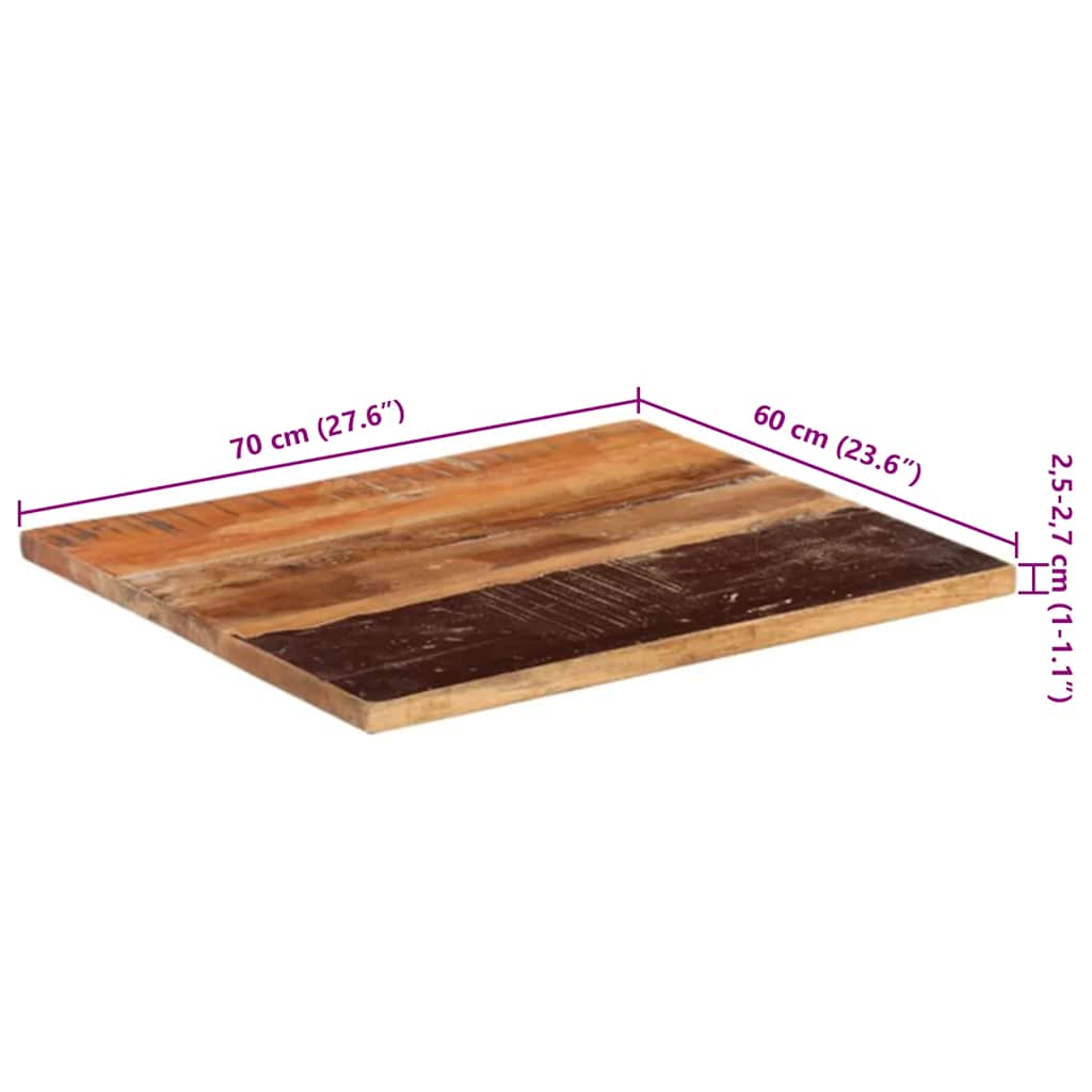 Tischplatte Rechteckig 60x70 cm 25-27 mm Altholz Massiv