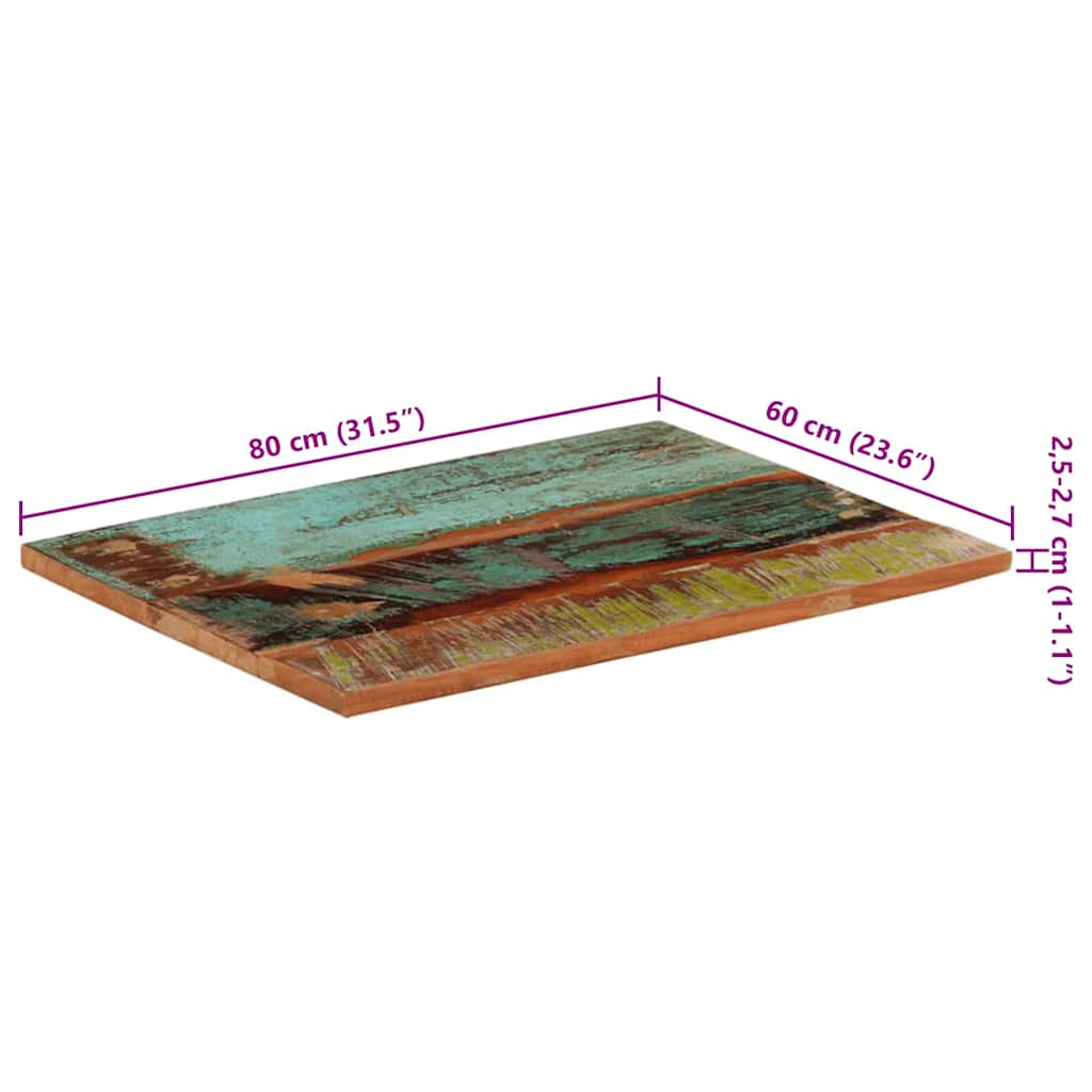 Tischplatte Rechteckig 60x80 cm 25-27 mm Altholz Massiv