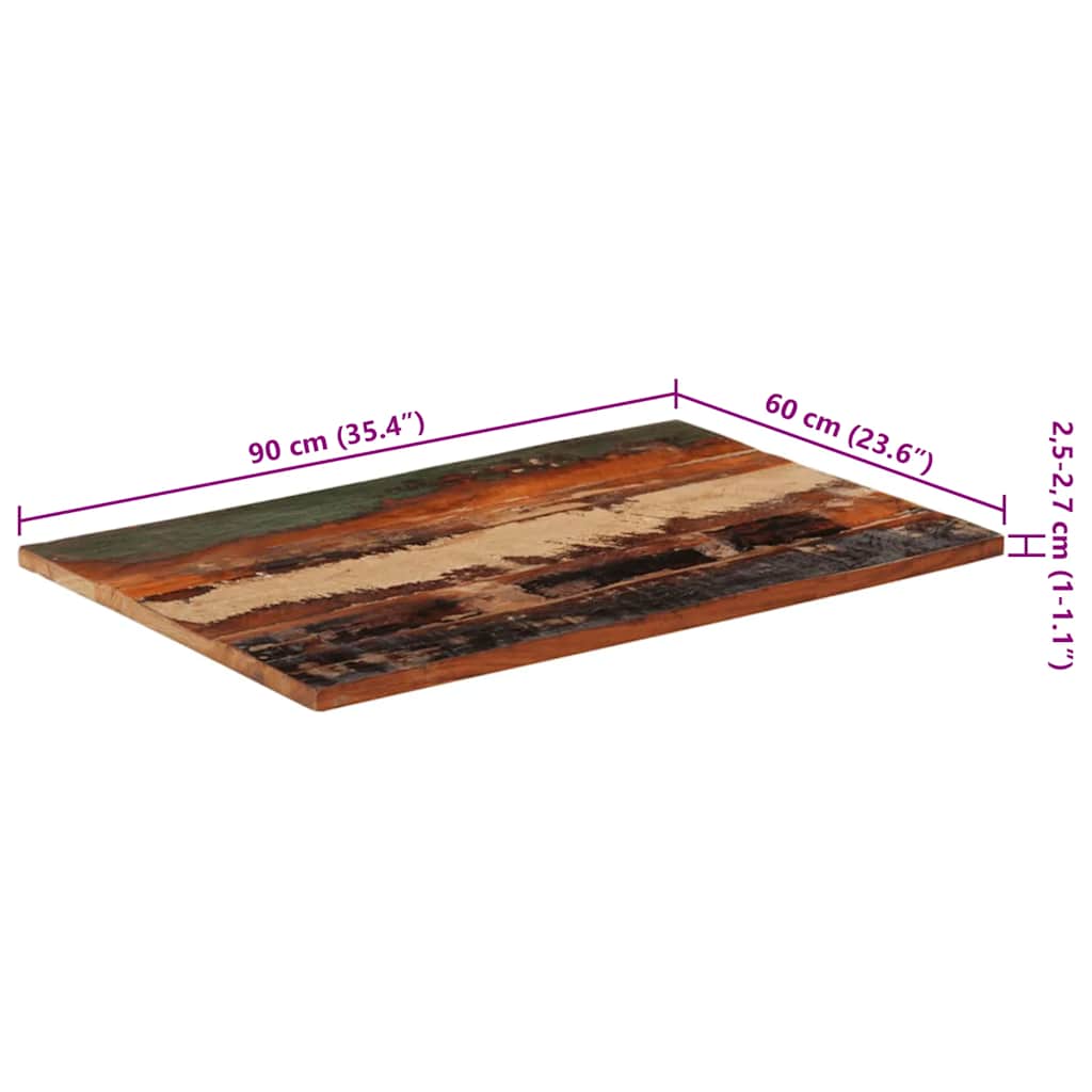 Tischplatte Rechteckig 60x90 cm 25-27 mm Altholz Massiv