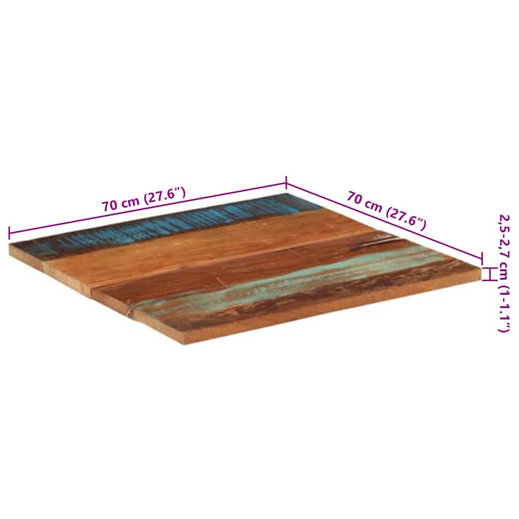 Tischplatte Quadratisch 70x70 cm 25-27 mm Altholz Massiv
