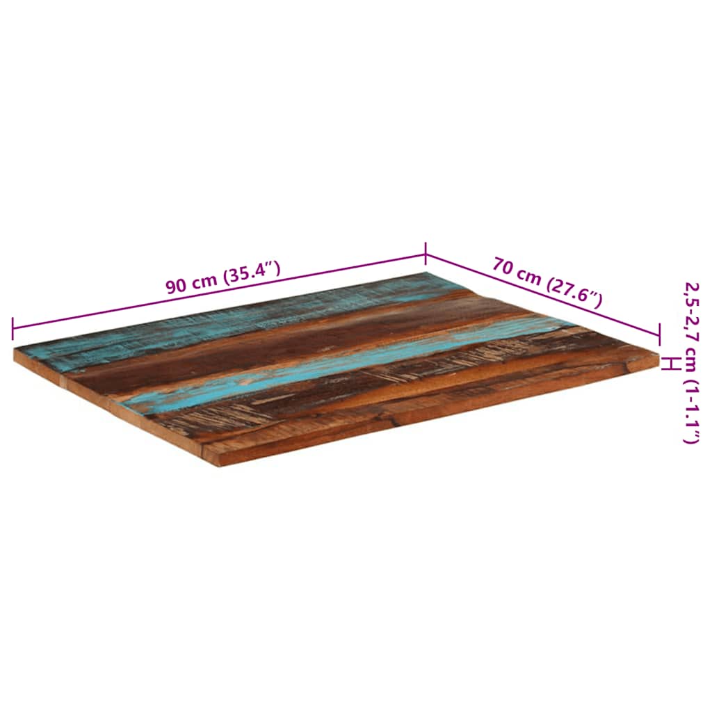 Tischplatte Rechteckig 70x90 cm 25-27 mm Altholz Massiv