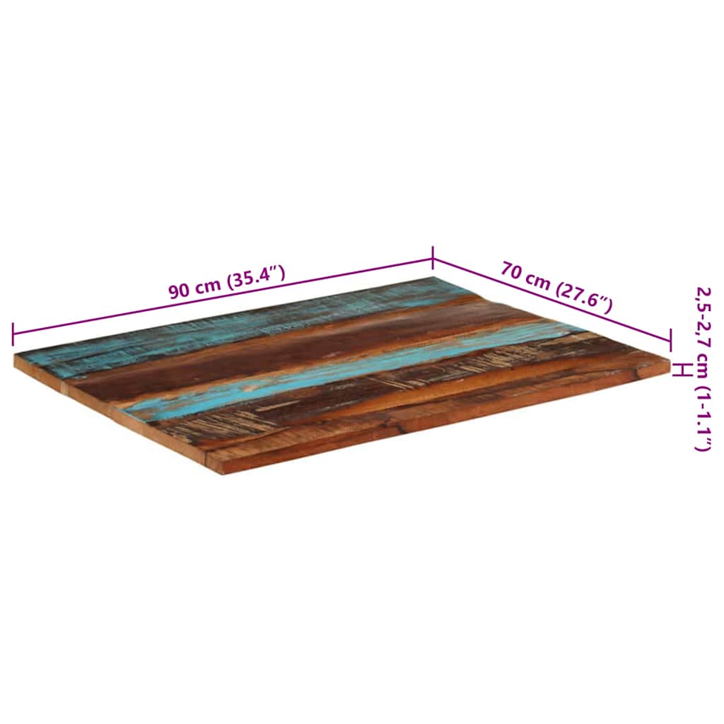 Tischplatte Rechteckig 70x90 cm 25-27 mm Altholz Massiv