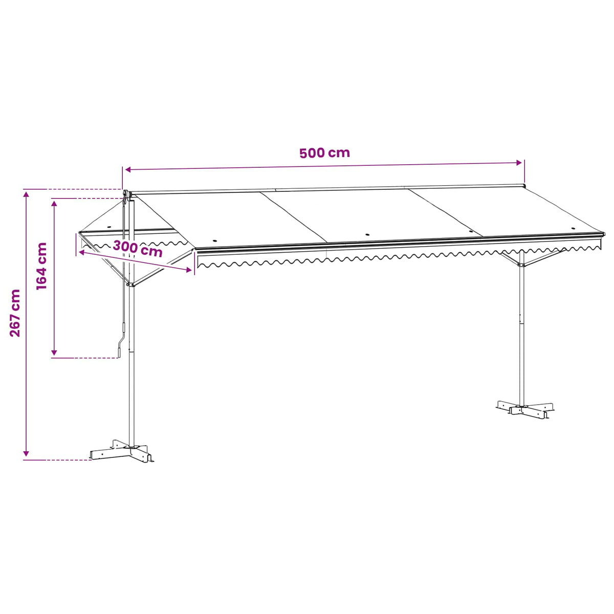 Freistehende Markise 500x300 cm Anthrazit
