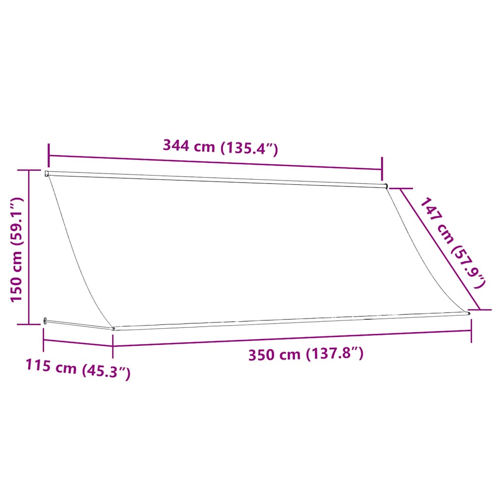 Einziehbare Markise 350×150 cm Orange und Braun