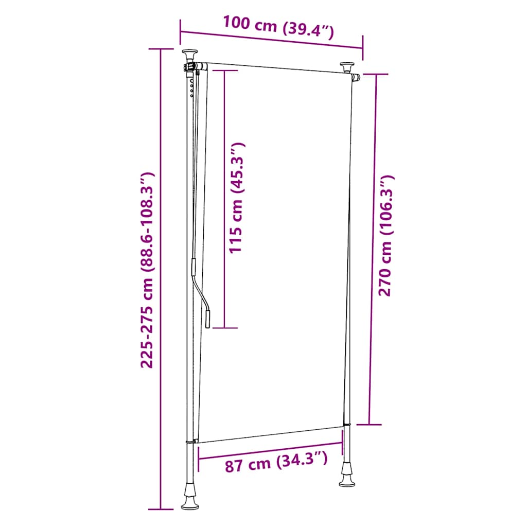 Außenrollo 100 x 270 cm Anthrazit