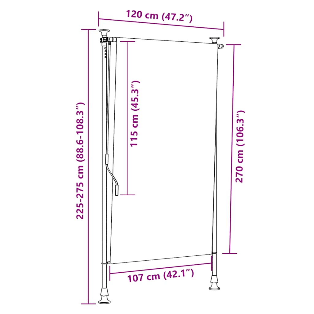 Außenrollo 120 x 270 cm Anthrazit