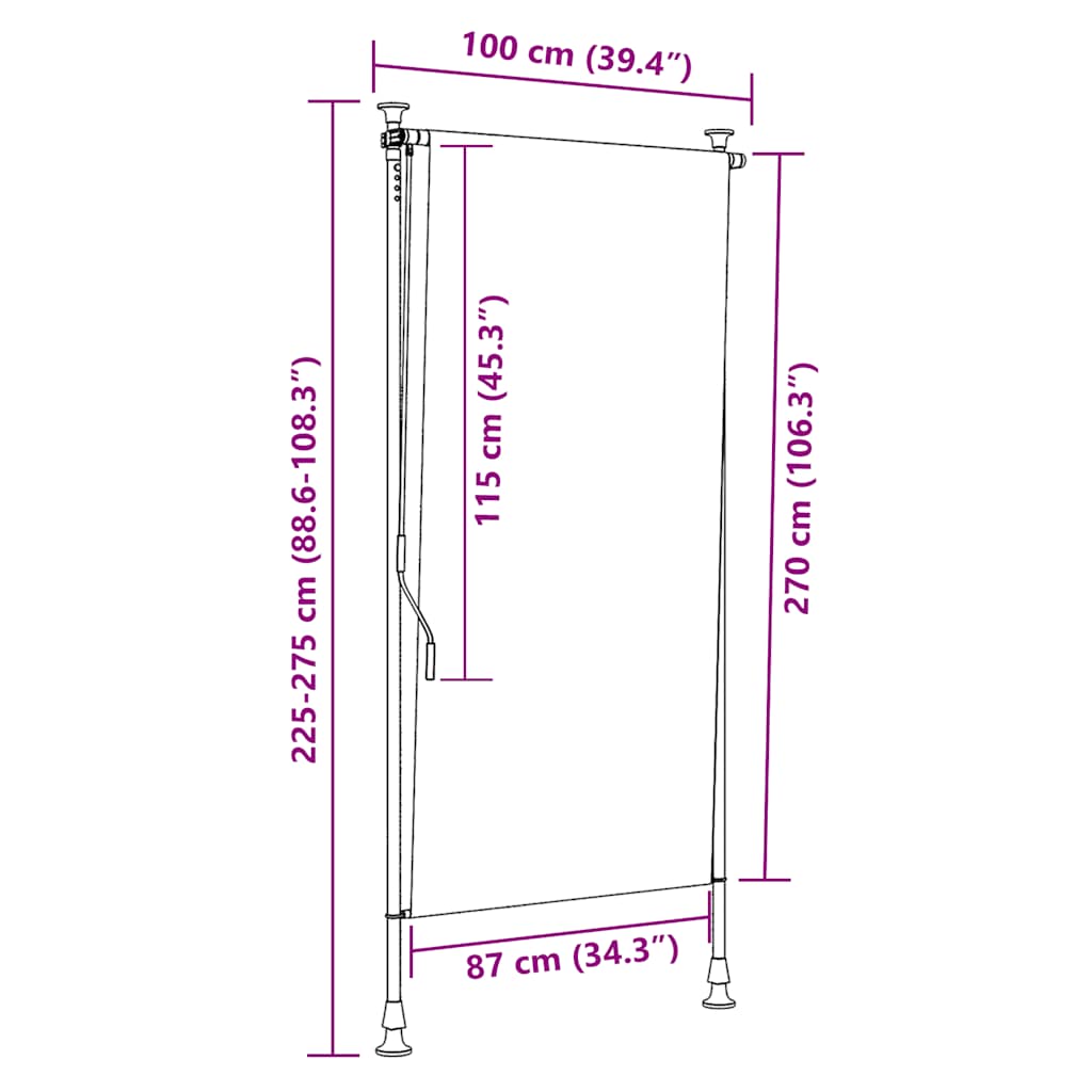 Außenrollo 100 x 270 cm Creme