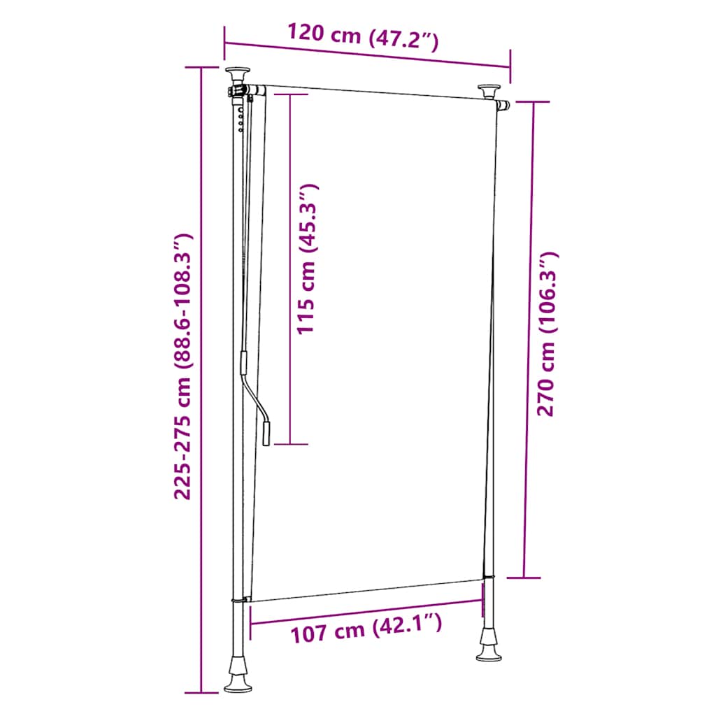 Außenrollo 120 x 270 cm Creme