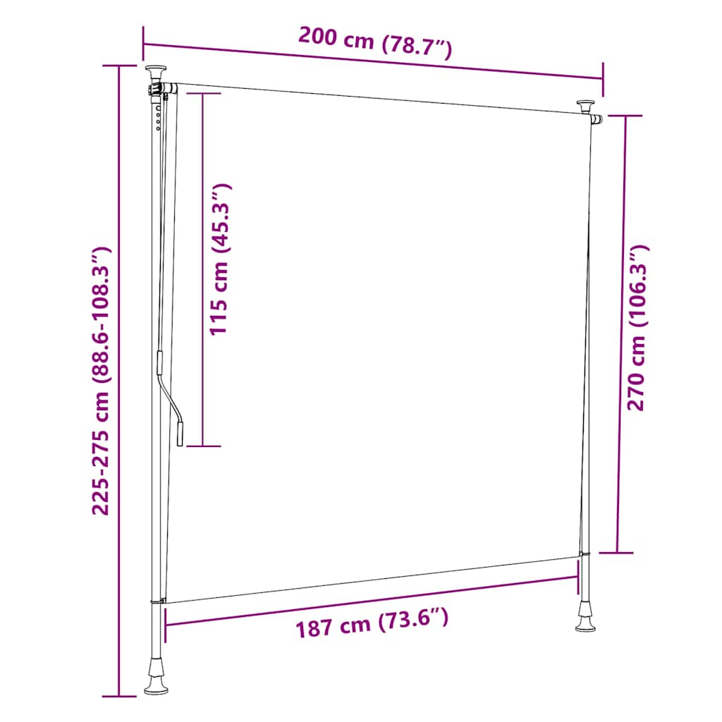 Außenrollo 200 x 270 cm Creme