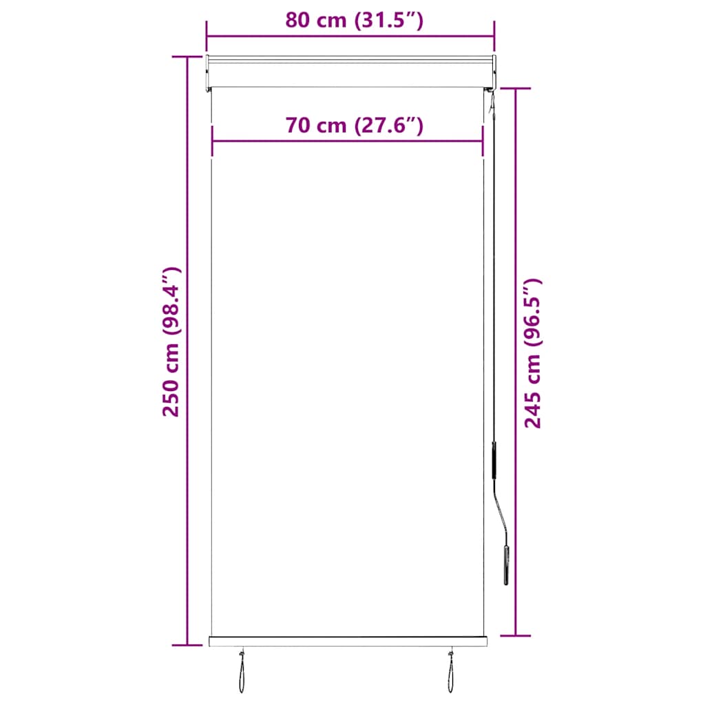 Außenrollo 80 x 250 cm Cremeweiß